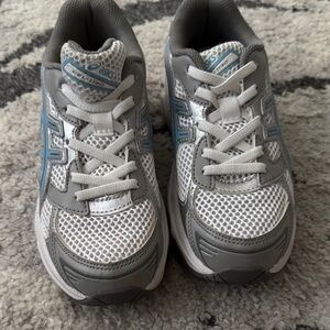 Asics Kids' White and Gray Sneakers with Blue Accents